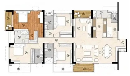 4 BHK + SERVANT Floor Plan